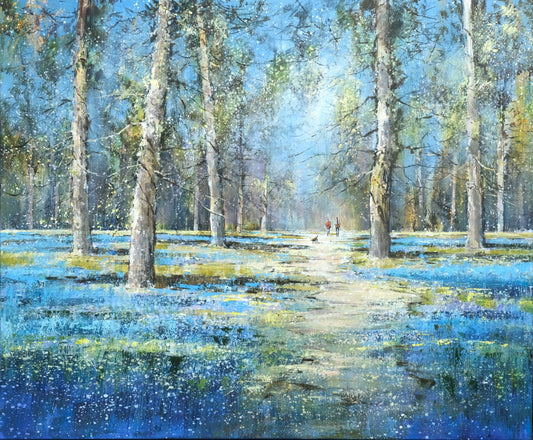 Amongst the Bluebells Painting by Michael Sanders