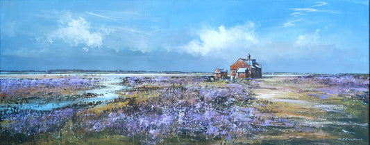 Blakeney Watch-house and Sea Lavender Painting by Michael Sanders