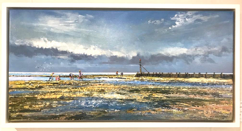 Crabbing, West Runton Painting by Michael Sanders