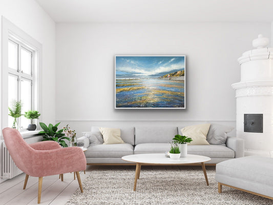 Distant Figures, Sheringham Beach Painting by Michael Sanders