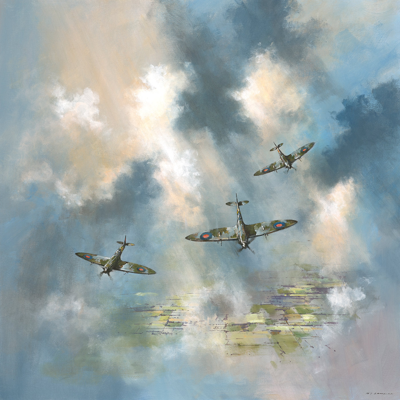 Spitfires Painting by Michael Sanders