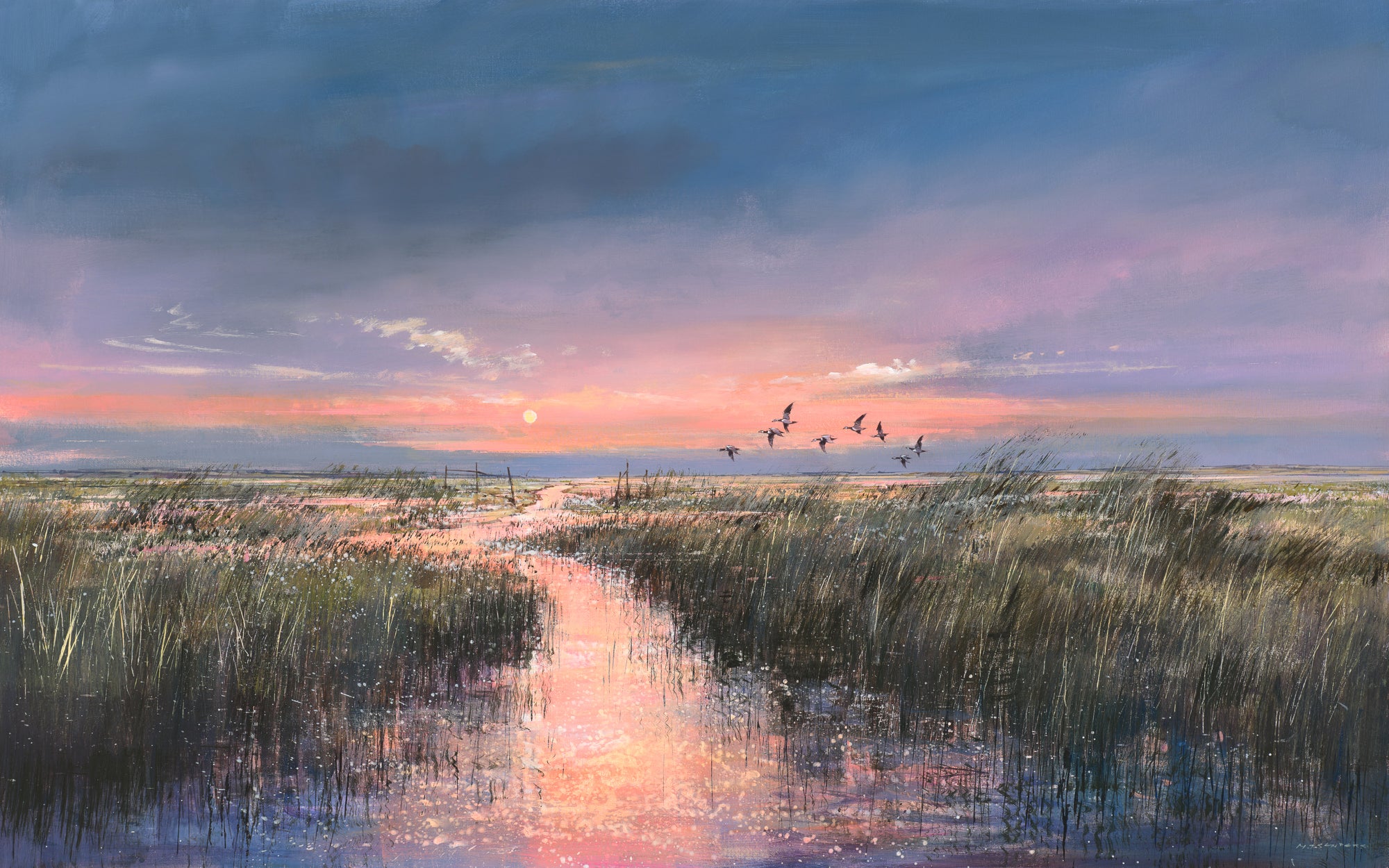 Dusk over the Marsh painting by Michael Sanders