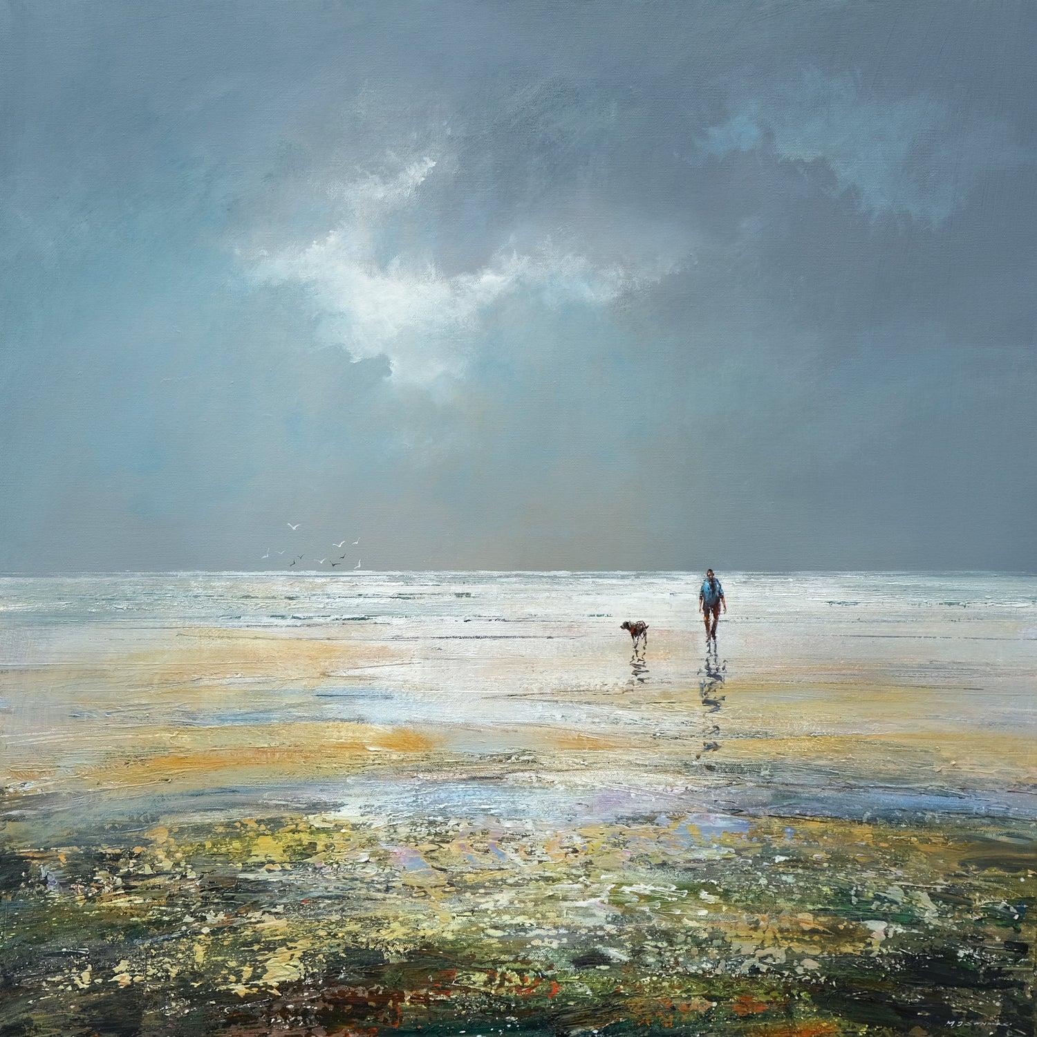 One Man and his Dog Painting by Michael Sanders